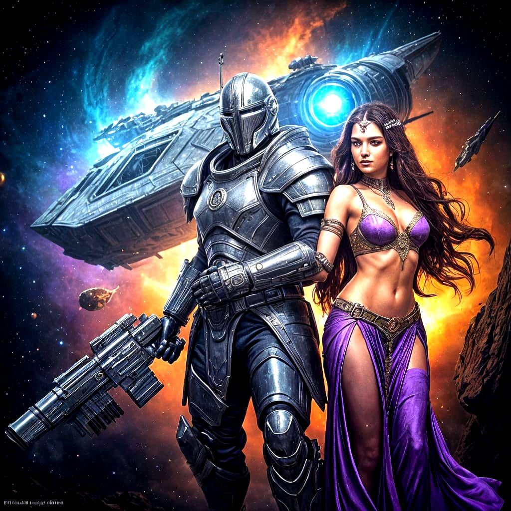 Space Knight and Dancer in Fantasy Art Style