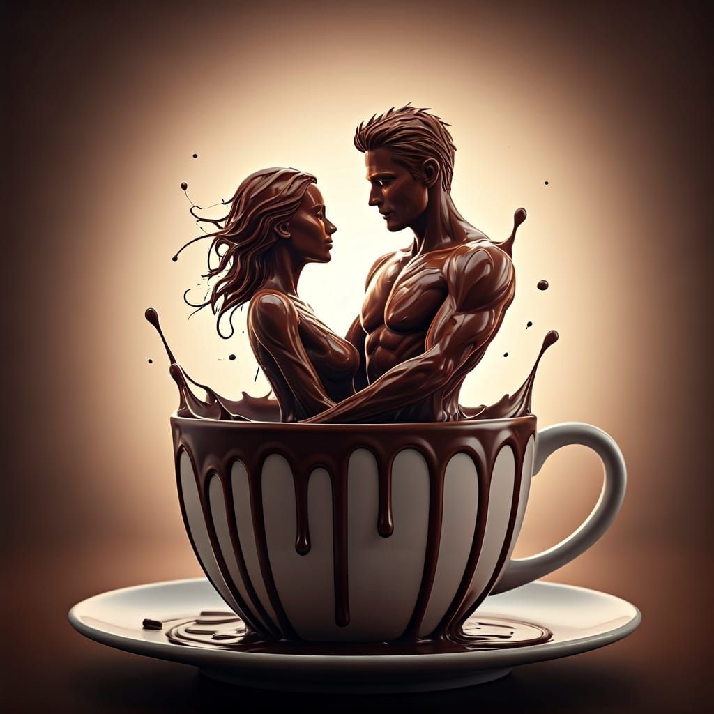 Chocolate Couple Sculpture in Hyperrealism