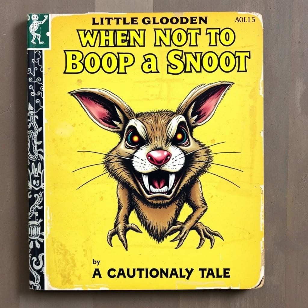 Distressed Little Golden Book Cover in Retro Horror Style