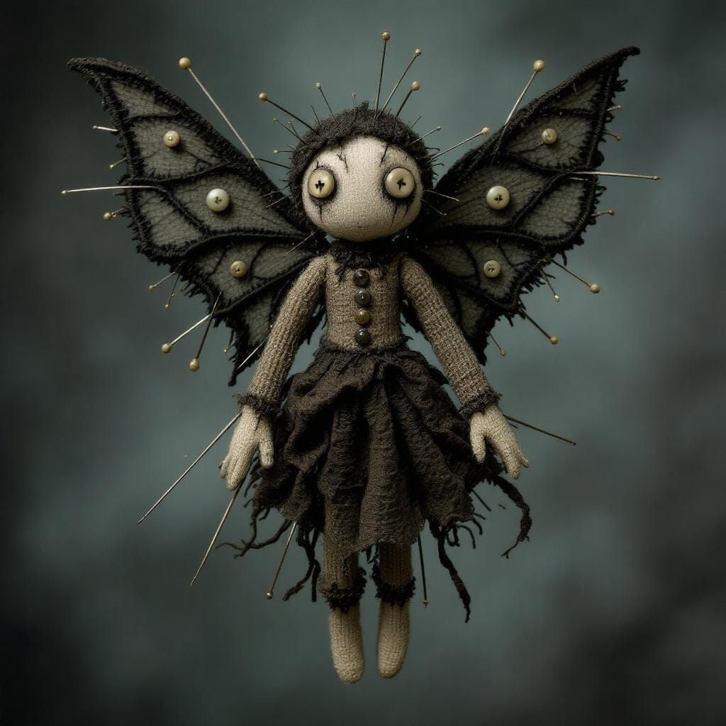 Knitted Voodoo Doll Fairy with Button Eyes
