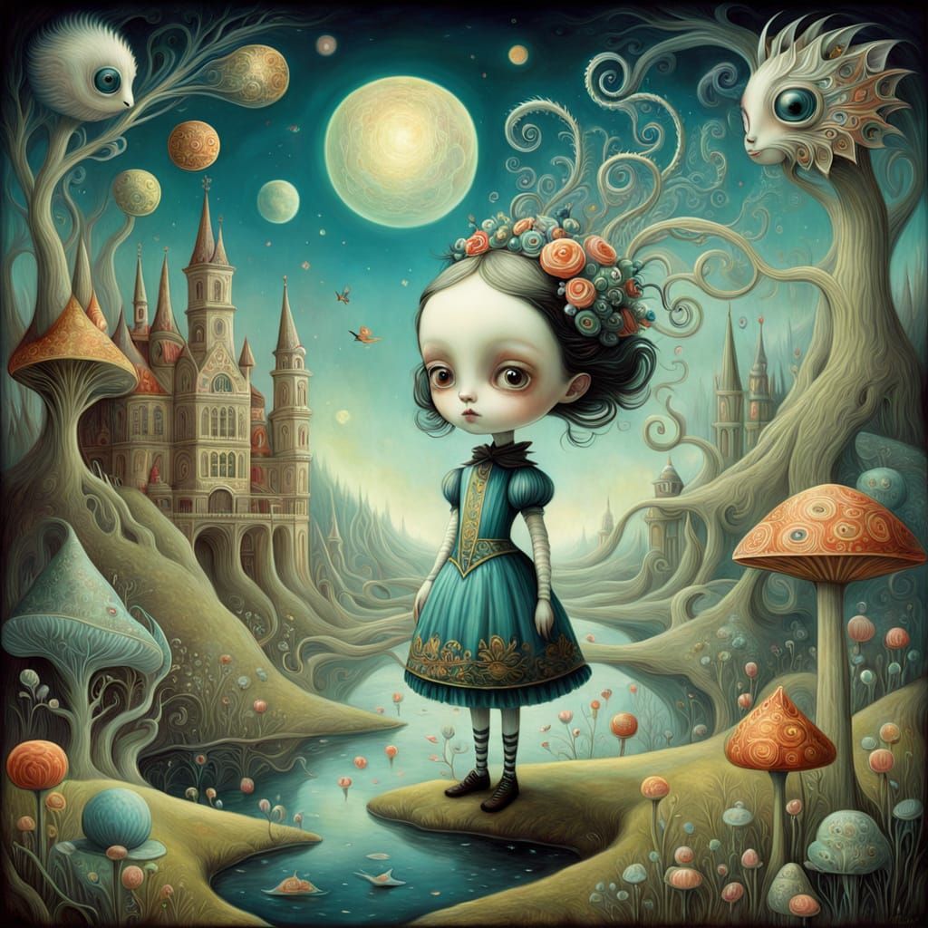 Whimsical Creatures in a Dreamlike Landscape