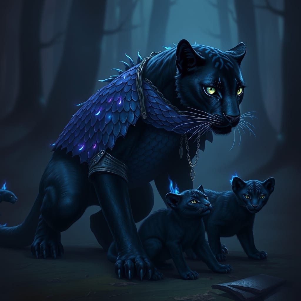 Mystical Shadow Pantheress in Dragon Scale Armor