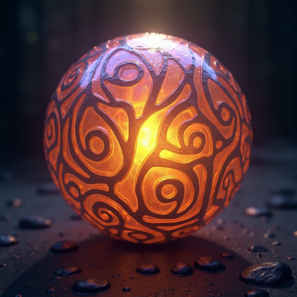 Glowing Orb Radiates Mystique in Art Nouveau Style