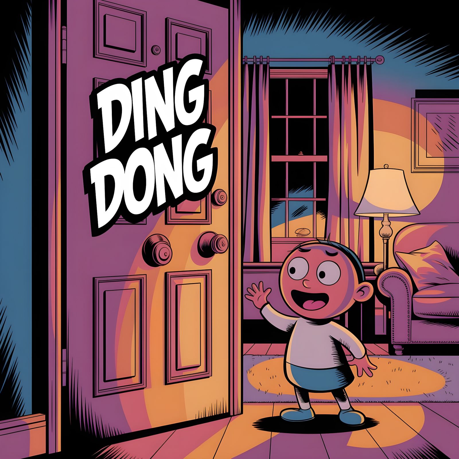 Enchanting Comic Book Living Room Scene