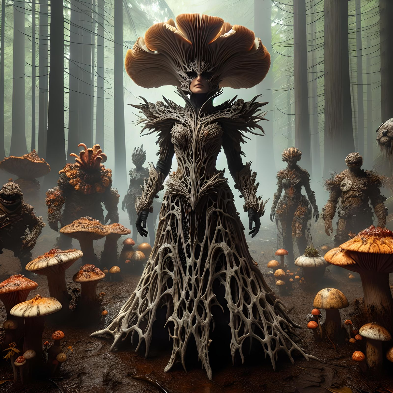 Mycelia: Fungi Supervillain in Shadowy Forest
