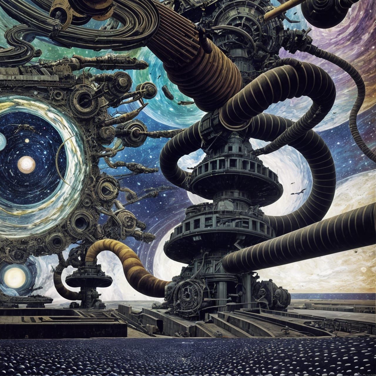 Surreal Spaceships Roaring Through a Celestial Dreamscape