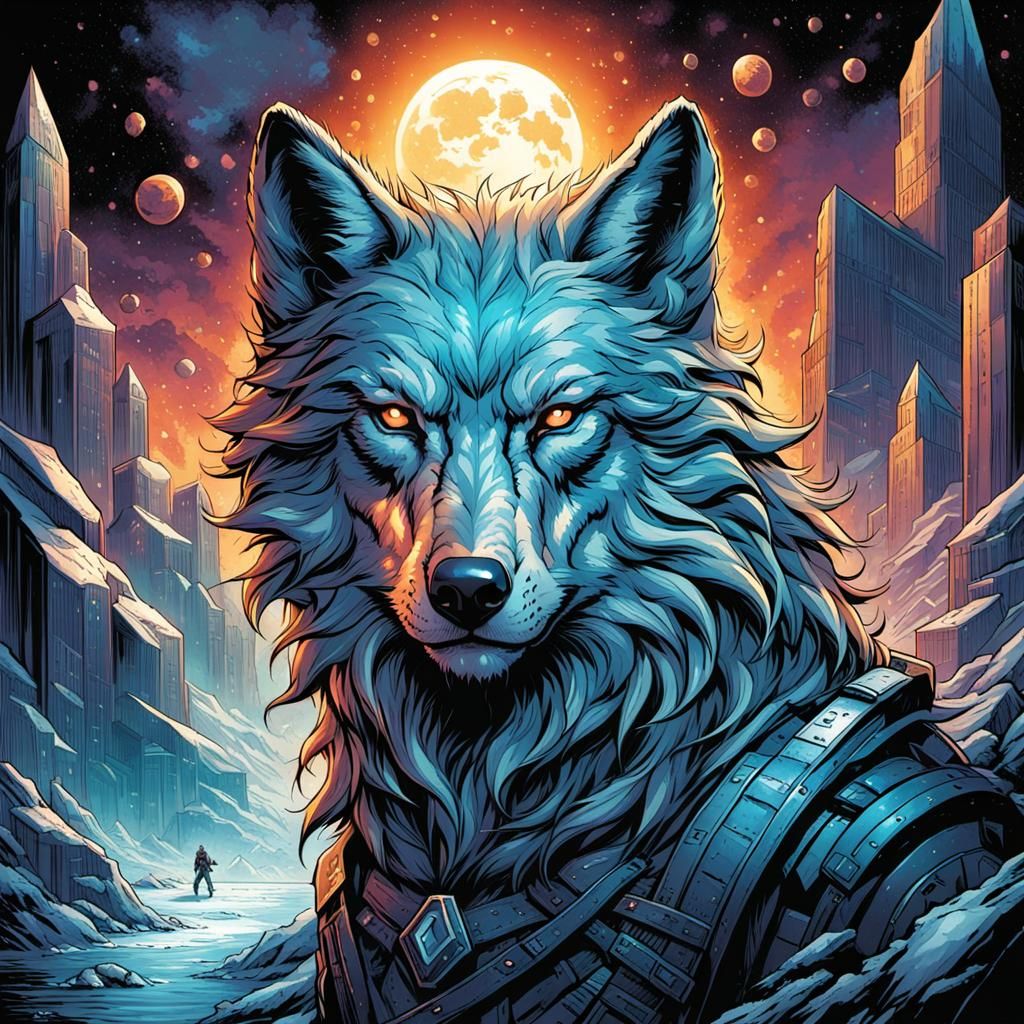 Crystal Wolf in Comic Book Style