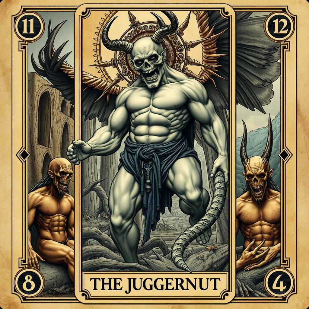 The Juggernaut Tarot Card in Major Arcana Style