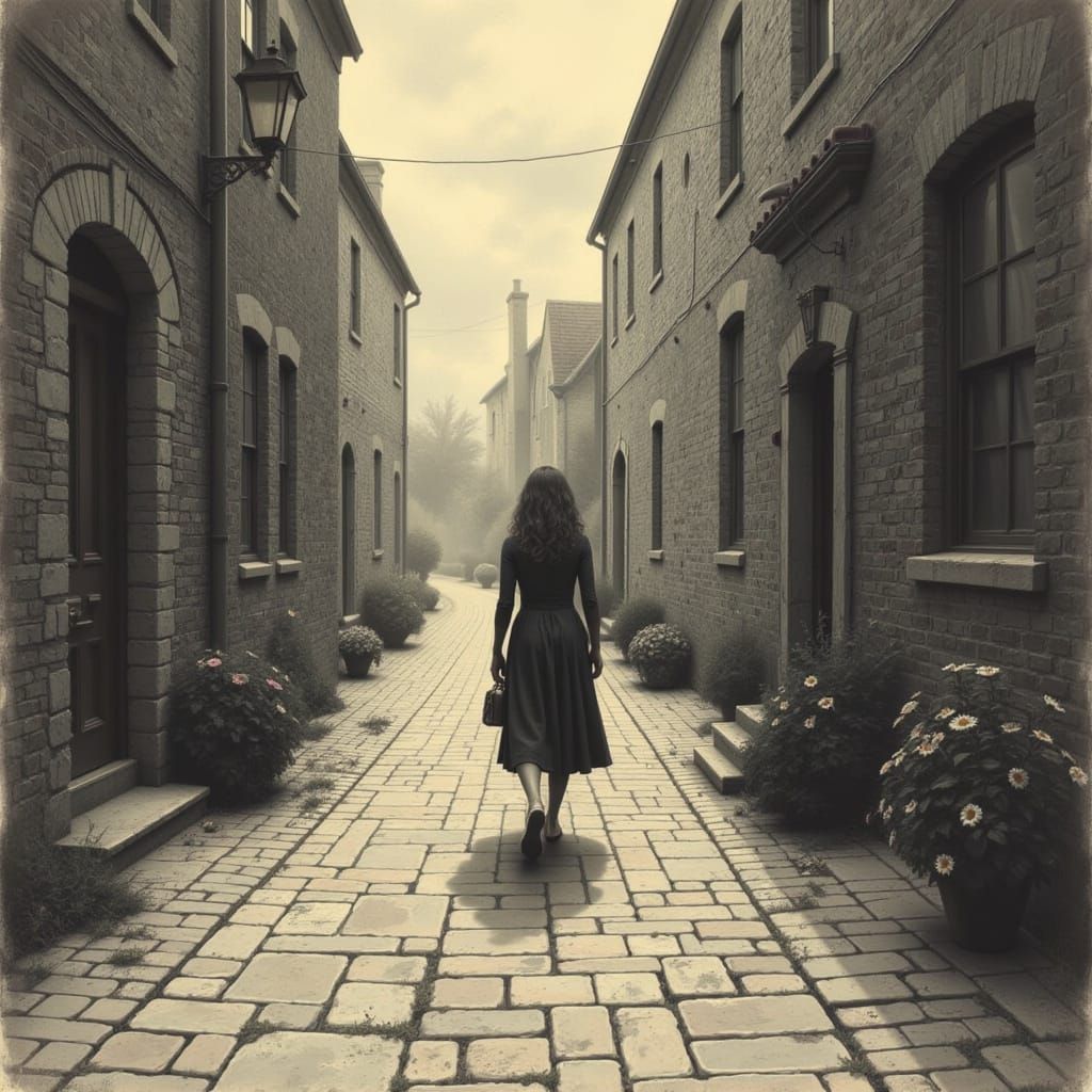 Moody Pastel-Charcoal Sketch of Streets