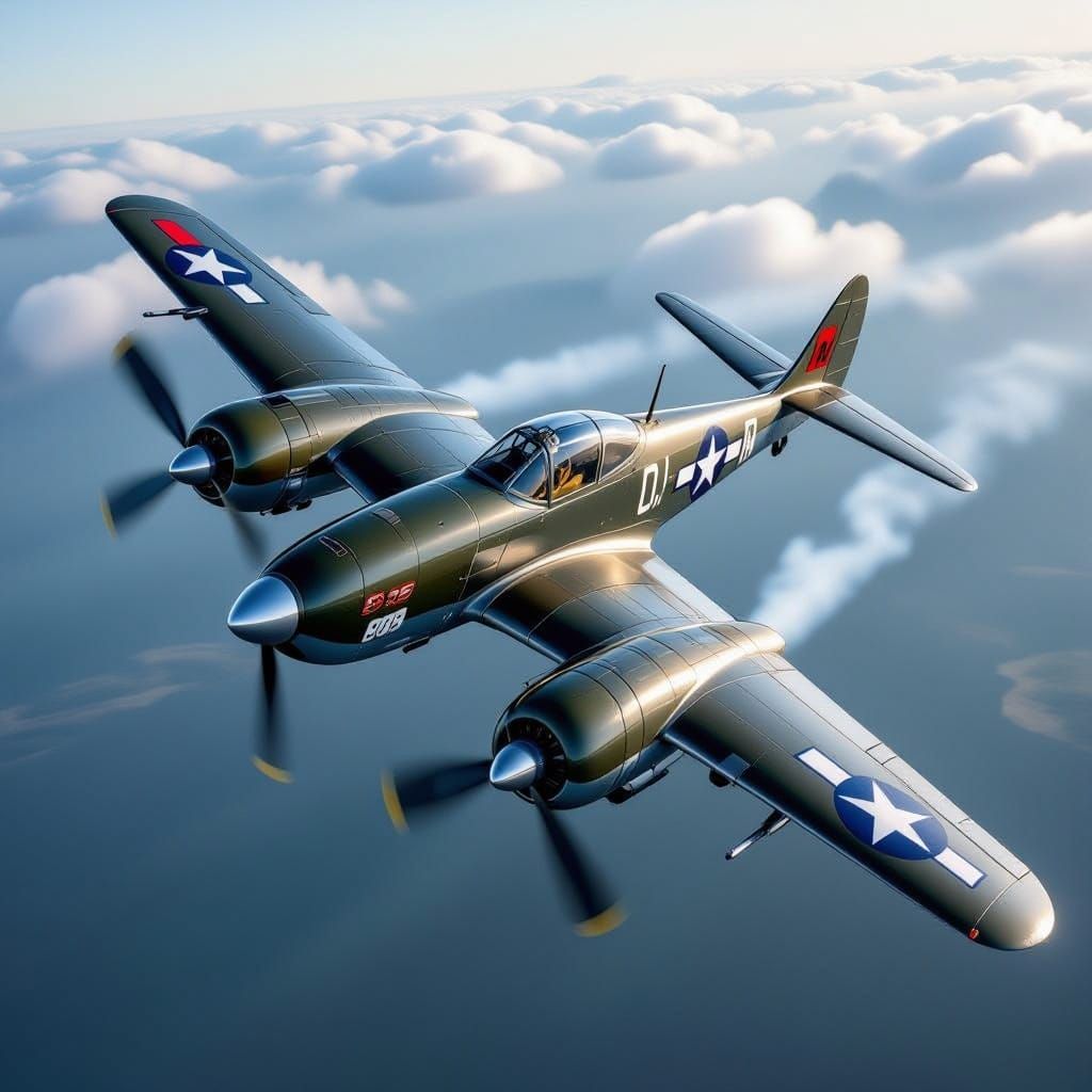 P-38 Lightning Fighter Jet in Realistic Aerial Flight