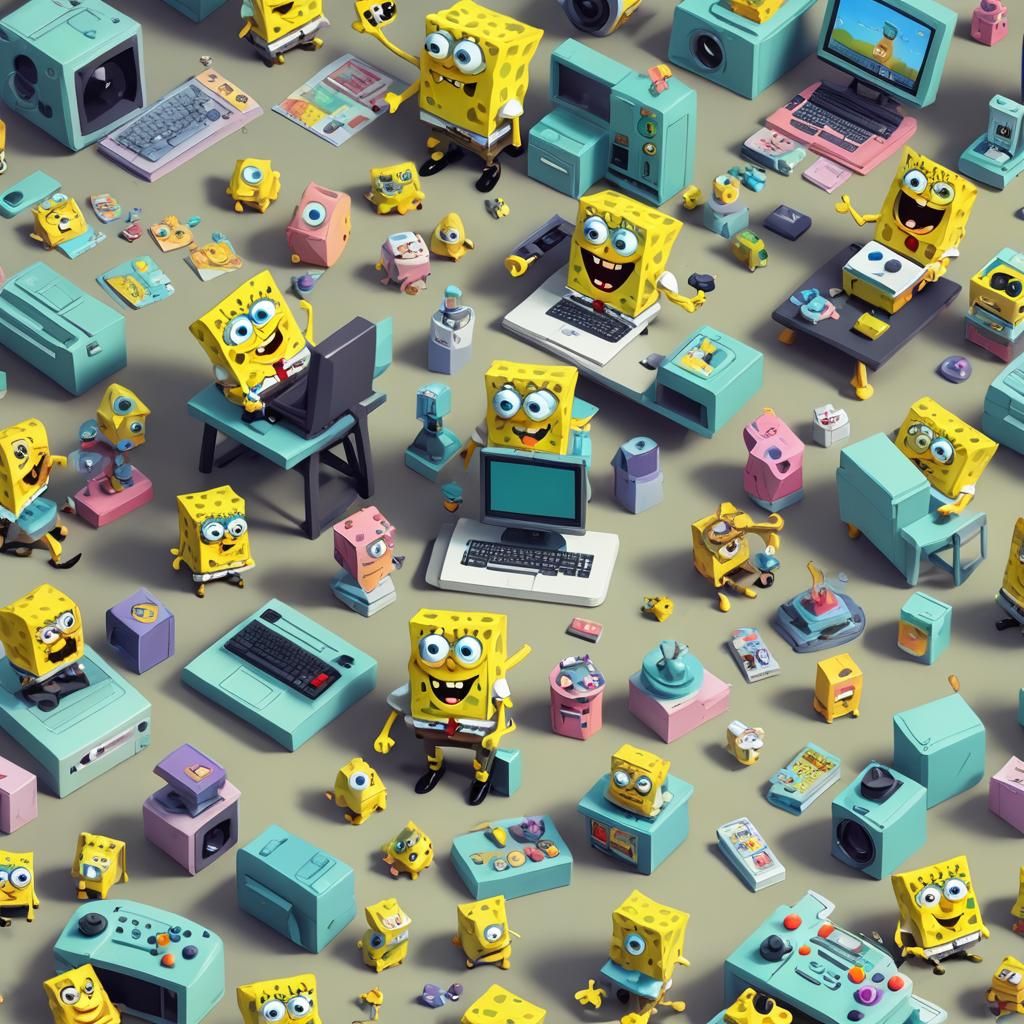 SpongeBob Plays GameCube: Low-Poly 3D Art