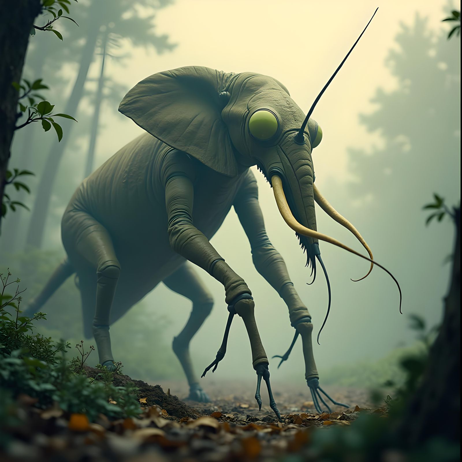 Epic Hybrid: Elephant and Praying Mantis Creature
