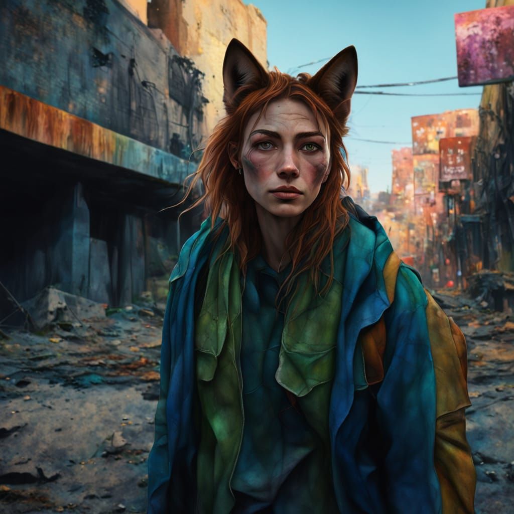 Lone Survivor in Post-Apocalyptic City Ruins