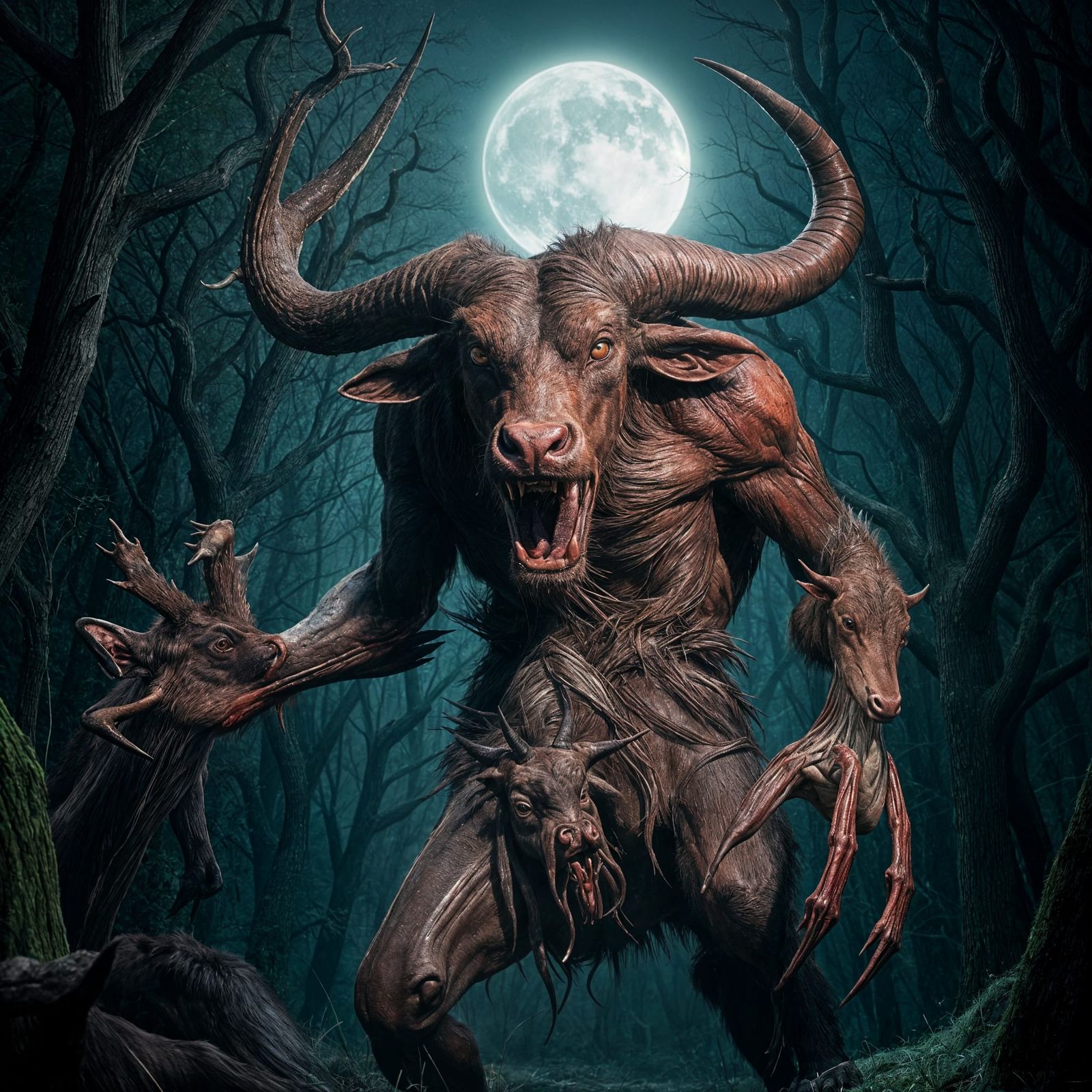 Monstrous Carcass Creature in Dark Forest