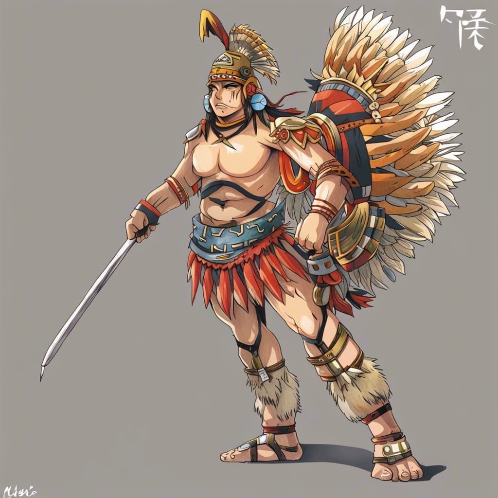 Aztec Warrior in Anime Style