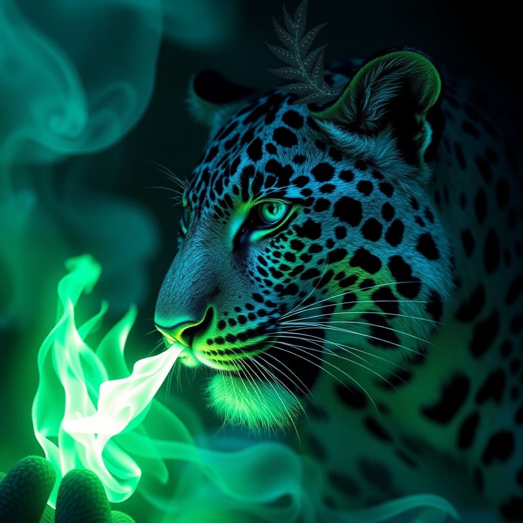 Surreal Cities of Light with Blue Leopard King