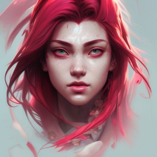 Bloody Sakura Rose Portrait in Hyperdetailed Style
