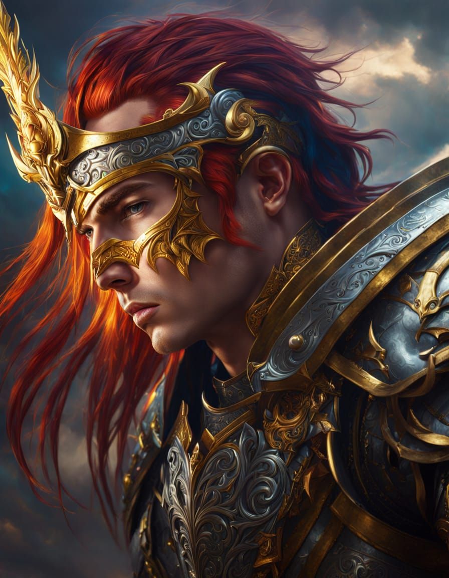 Half-Elf Paladin in Silver Armor: Fantasy Art