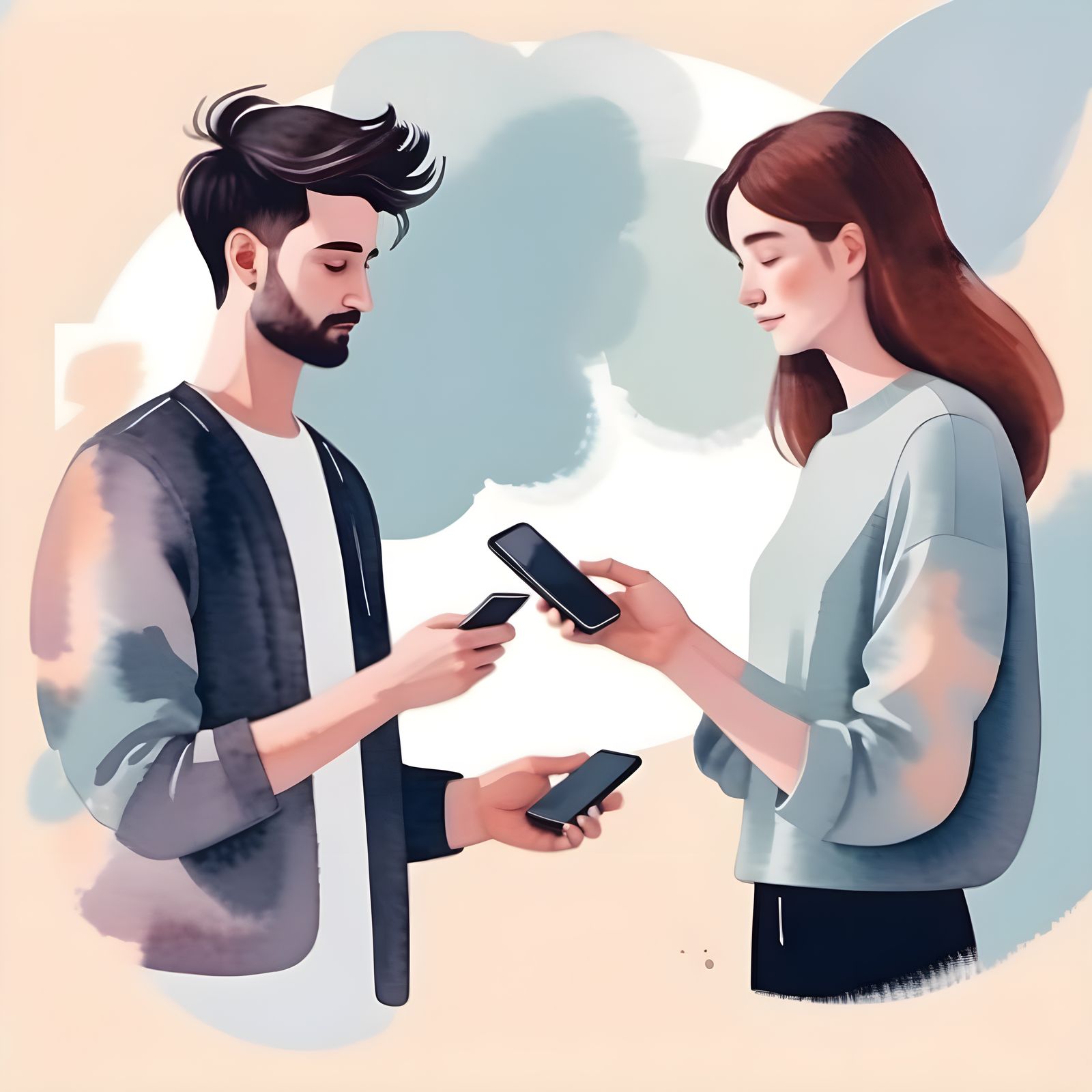 Modern Digital Romance in Minimalist Watercolor