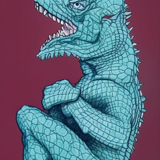 Lizardman Doing Russian Twist Exercise