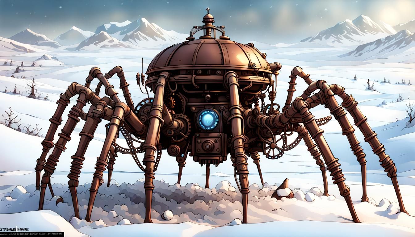 Steampunk spider snow walker