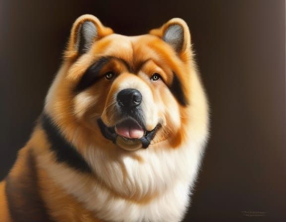 Hyperrealistic Portrait of a Fluffy Golden Chow Chow