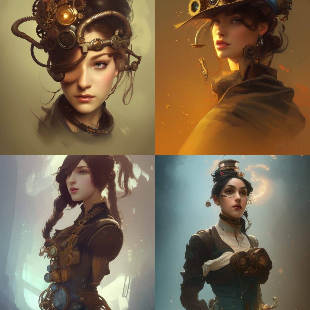 Steampunk Girl Portrait in Detailed Lighting