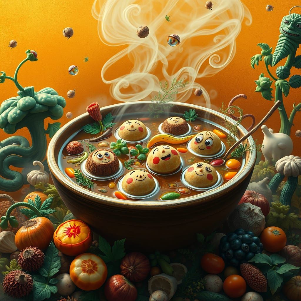Whimsical Meatballs in a Savory Soup World