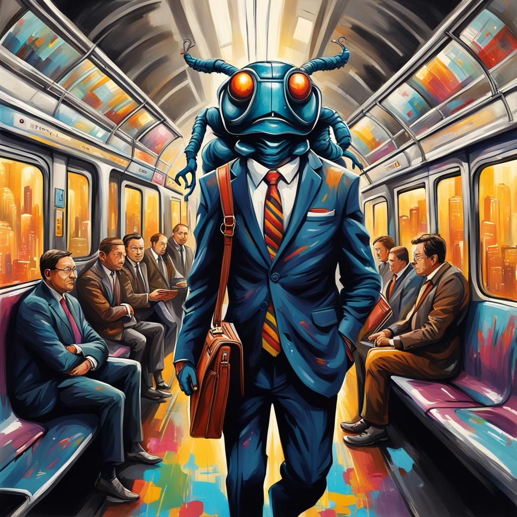Beetle Businessman on Subway, Graffiti Art