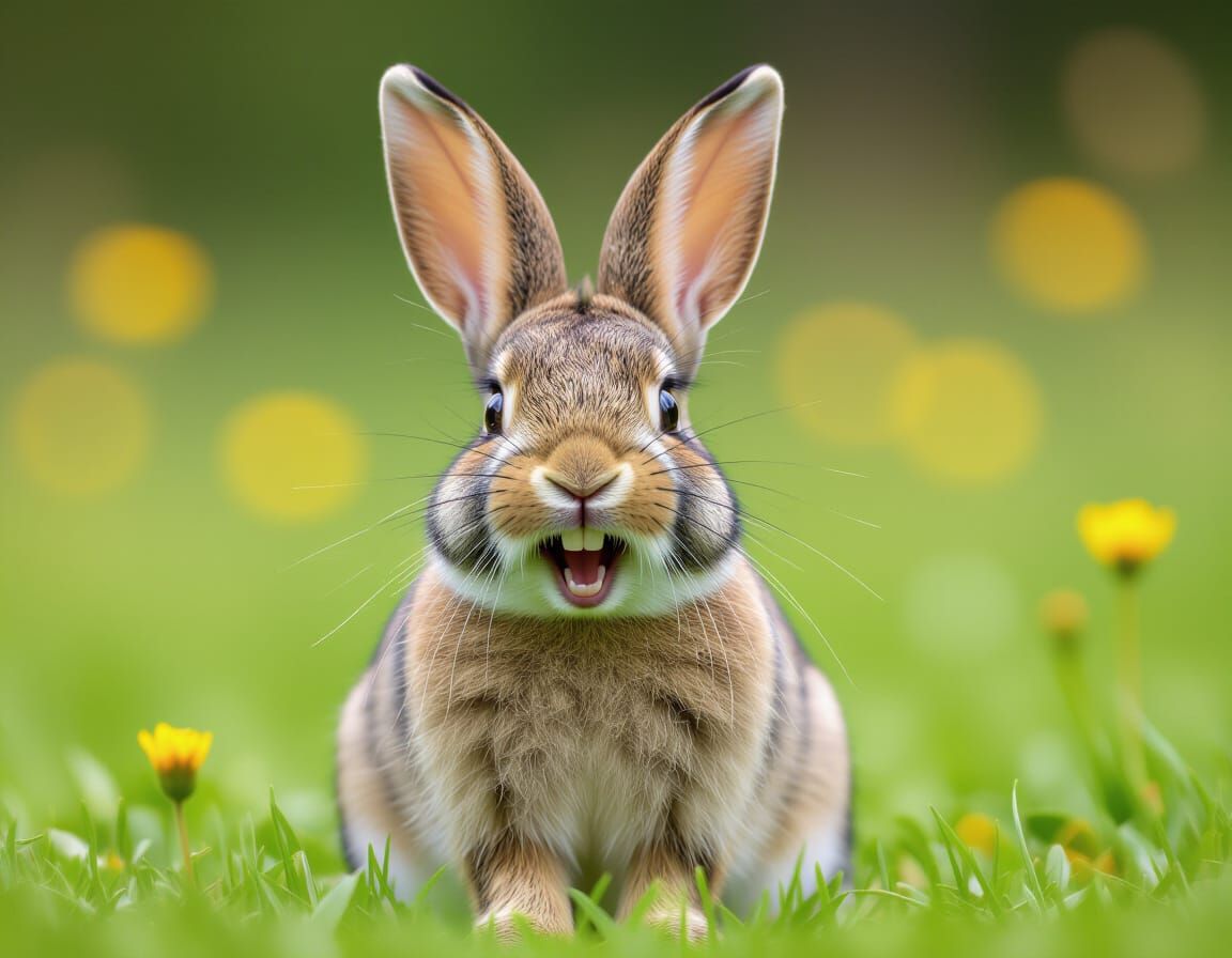Detailed Photo of a Laughing Bunny