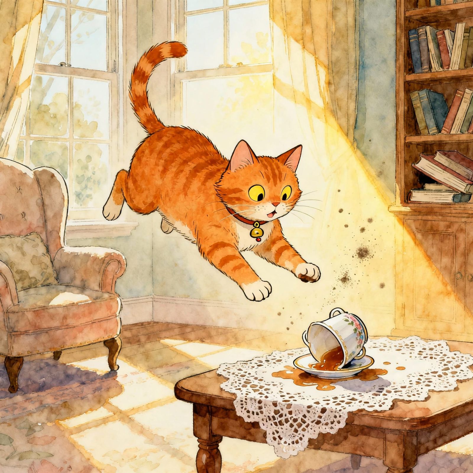 Mischievous Orange Cat in Cozy Room