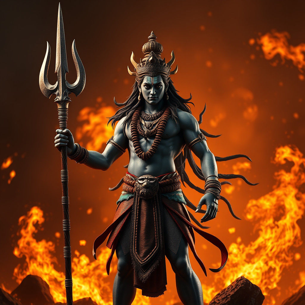 Lord Shiva, Indian mythology, one piece character, symmetric...