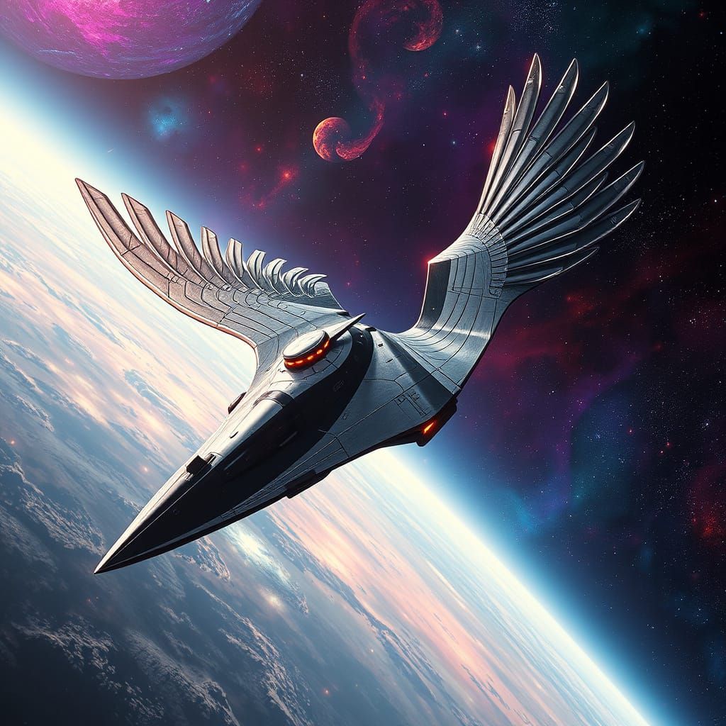 Serenity Class Transport Soaring Through Nebula