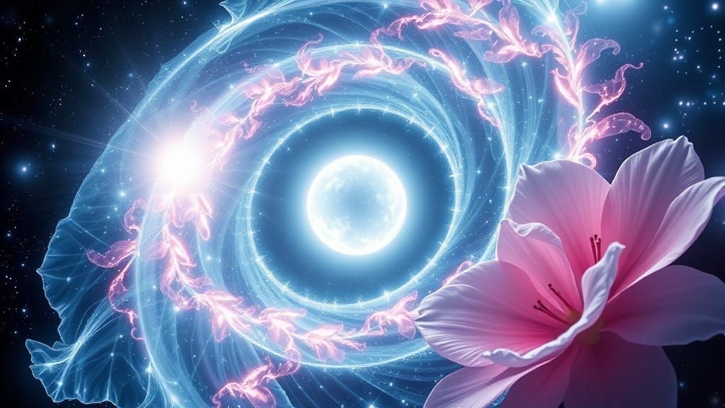 Fiber-Optic Galaxy Nebula with Exotic Flowers