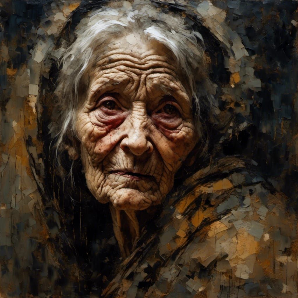 Rembrandt-Style Portrait of an Old Woman