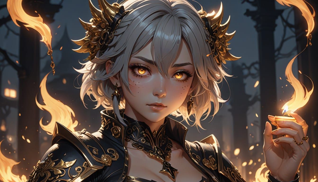 Kalliope in Candlelight: 3D Anime Portrait