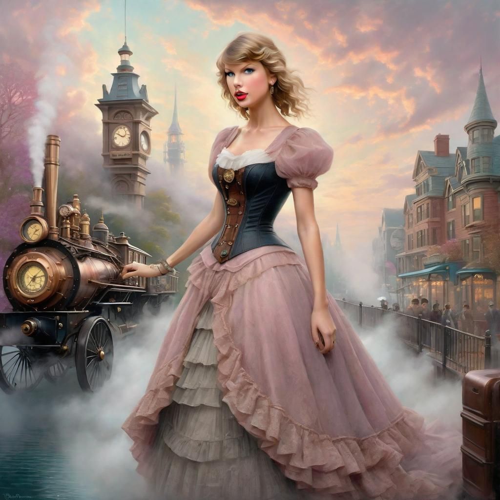 Taylor Swift in Steampunk Belle Epoque, Ethereal Art