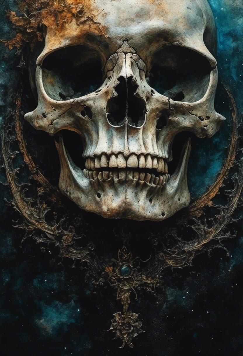 <lora:Gothic Beauty:1.0> <lora:Vintage Goth:1.0> Hyper-realistic watercolor painting. Close up. Skull with crown, in fro...