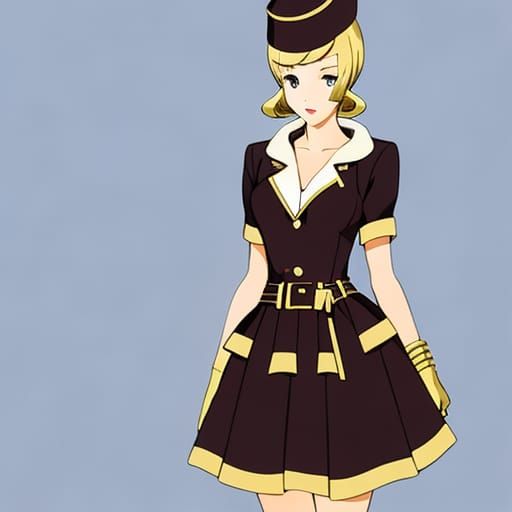 Anime Girl in 1950s Fashion Style