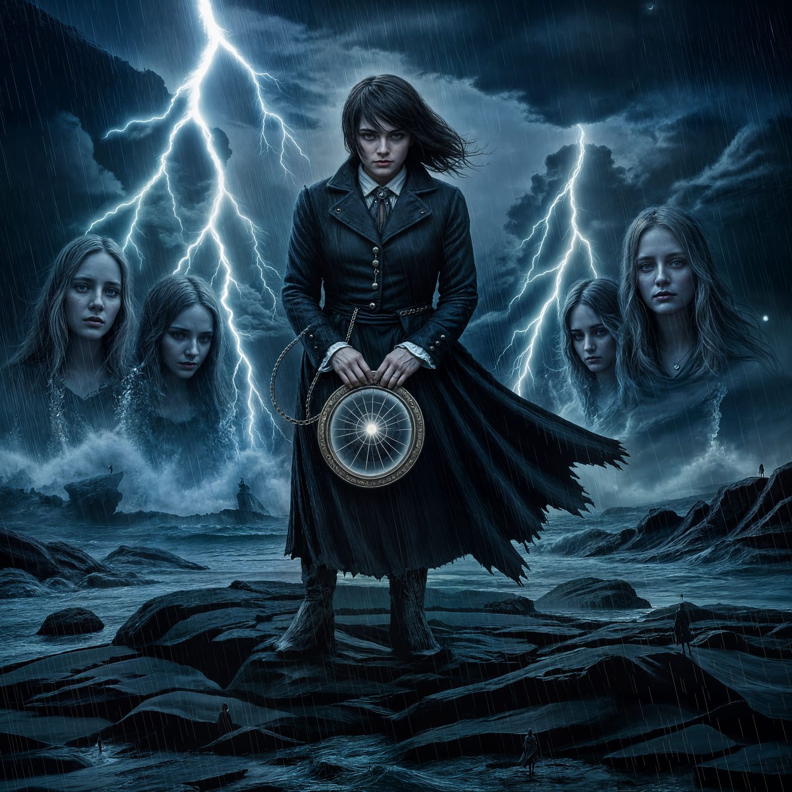 Melancholic Figure on Stormy Shore