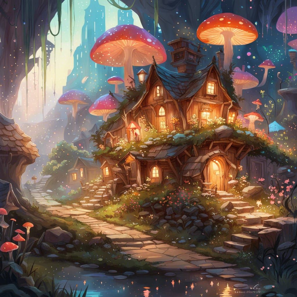 Magical Fairy Village in Hyper-Realistic Style