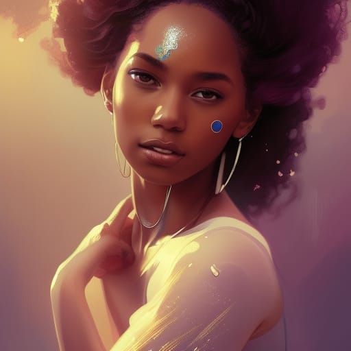 Haitian Princess Portrait in Art Nouveau Style