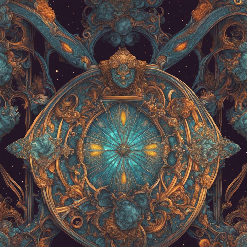 Celestial Seamstress Weaving Starlight Gowns: Art Nouveau St...