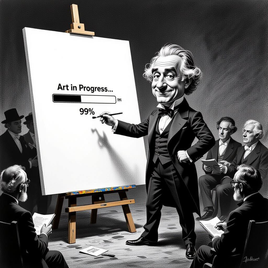 Modern Artist Charicature With Loading Bar Canvas