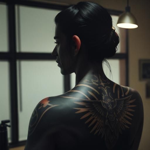 Tattooed People in Cinematic Film Still