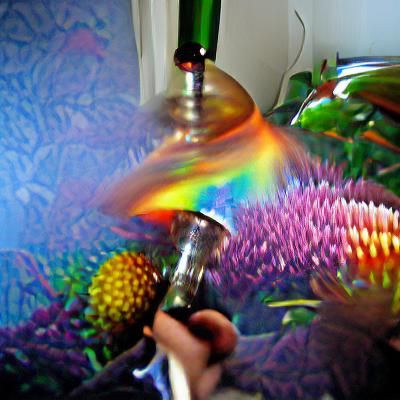 Psychedelic Iridescent Bong Hit in Vibrant Colors