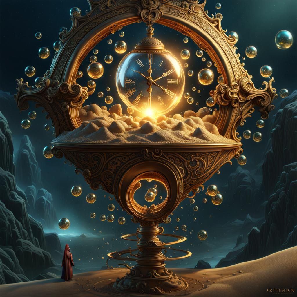 Father Time's Hourglass Dreams: Digital Art Masterpiece
