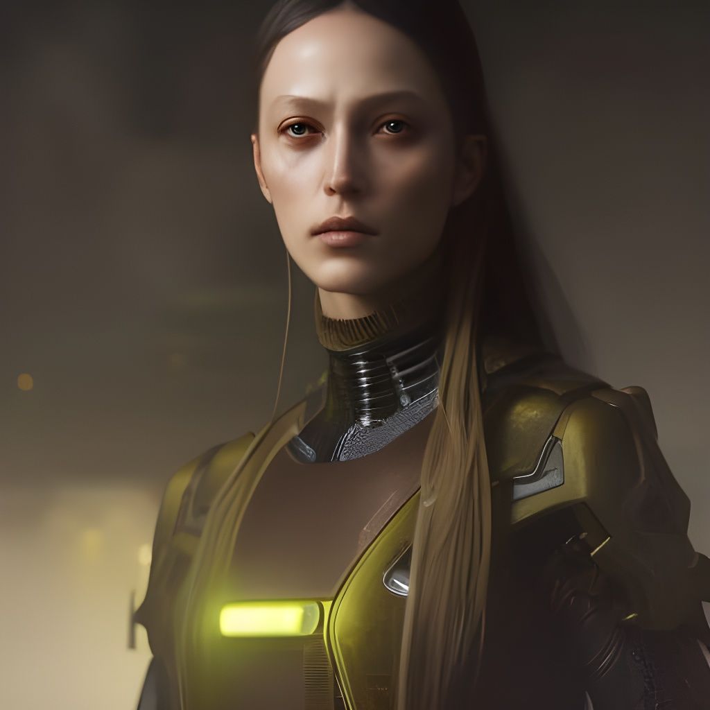 Gloomy Portrait of Girl with Glowing Eyes