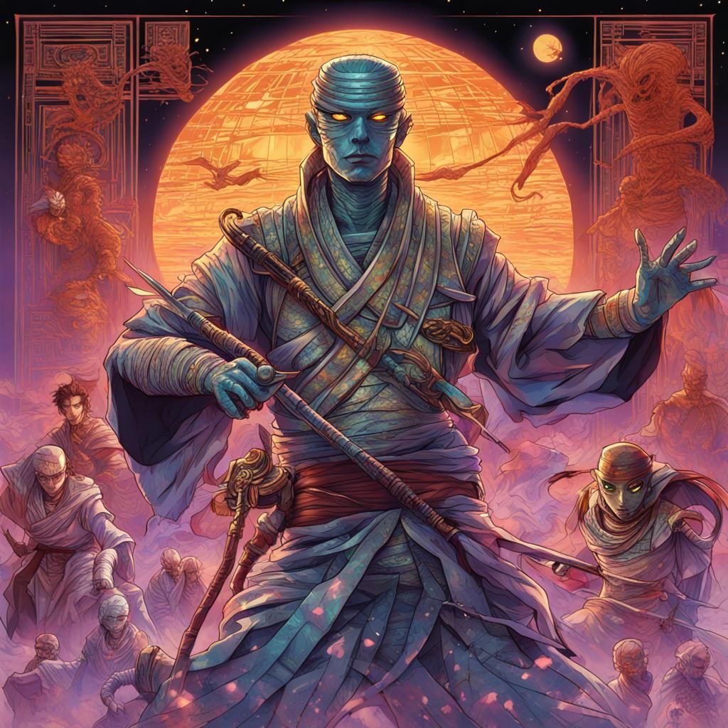 Mummy Samurai: Anime Key Visual in Manga Style