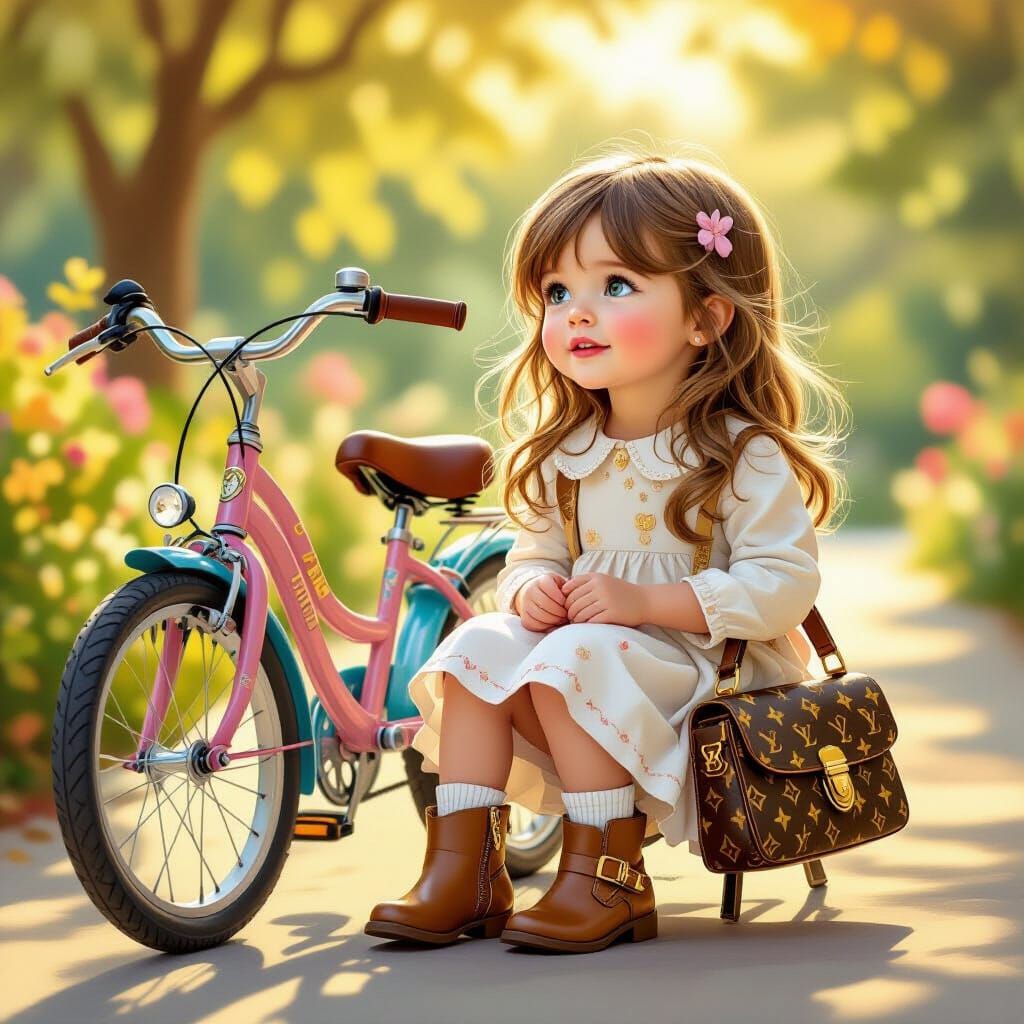 Curious Toddler Girl with Designer Accessories by Colorful B...